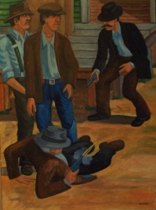 33 The Shooting of Sam Wright, 1921. Following an election, Delina Bentley spotted Sam Wright, brother of Bad John, and began to accuse him of not voting for a mutually-agreed candidate. Both men drew their guns and shot each other. They died within minutes of each other.