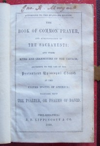 Title page of bible, inscribed by Morgan.