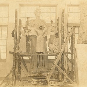 Enid Yandell, center, in Lorado Taft’s studio, Chicago, c. 1892. Enid Yandell, center, in Lorado Taft’s studio, Chicago, c. 1892.