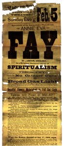 Annie Eva Fay Broadside announcing the performance of spirit medium Annie Eva Fay, 5 February, 1893