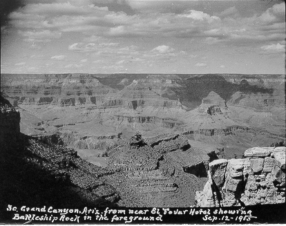 TC-1722 View of the Grand Canyon with Battleship Rock in the foreground, September 12, 1915
