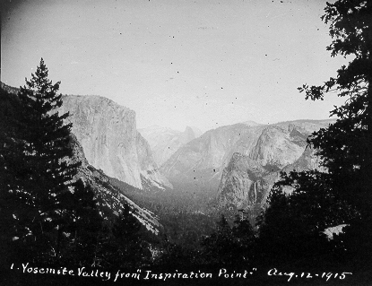 TC-2006 Yosemite Valley from Inspiration Point, Yosemite National Park, August 12, 1915. True to its name, Mr. Thruston was so inspired by the beauty of Yosemite that he visited again five years later.