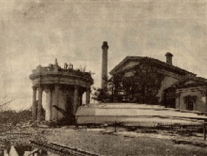 The demolished standpipe at the Water Works. Scientific American, April 12, 1890, New York. Filson Library Collection