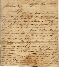 Colis-Respess Family Papers: 1826 letter charring barrels. Filson Manuscript Collection