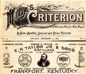 Advertisement for E.H. Taylor Jr. & Sons Distillers which appeared in Mida’s Criterion on December 17, 1888. Filson Manuscript Collection
