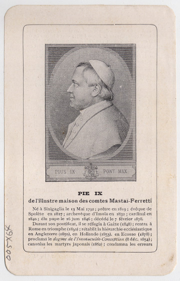 Pope Pius IX prayer card