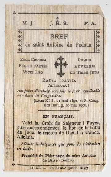 Cloth prayer card