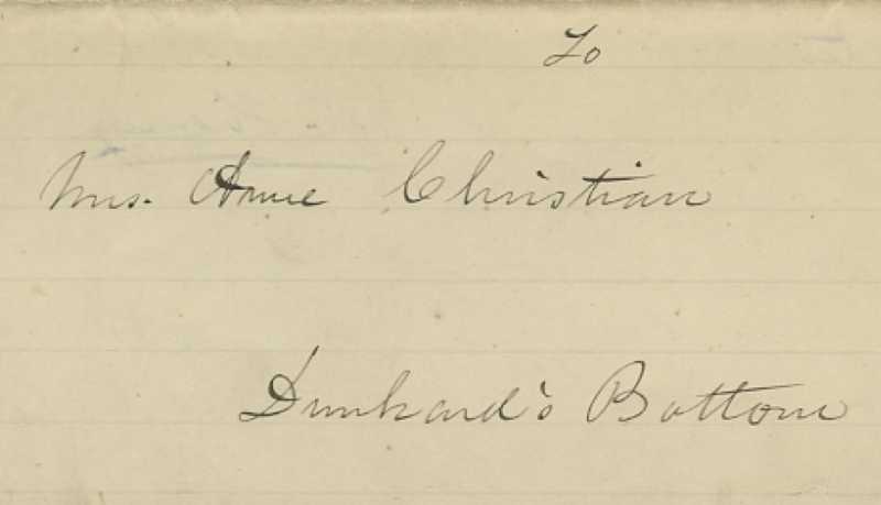 Address of letter from Patrick Henry to Anne Christian (November 13, 1782). FOLDER 393, BULLITT FAMILY PAPERS – OXMOOR COLLECTION, 1683-2003.