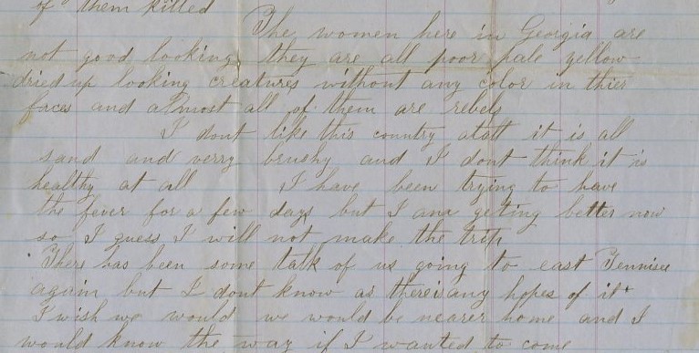 Excerpt of letter from Gideon Viars to his sister, Mary (September 18, 1864). FOLDER 3, VIARS FAMILY PAPERS, 1861-1865