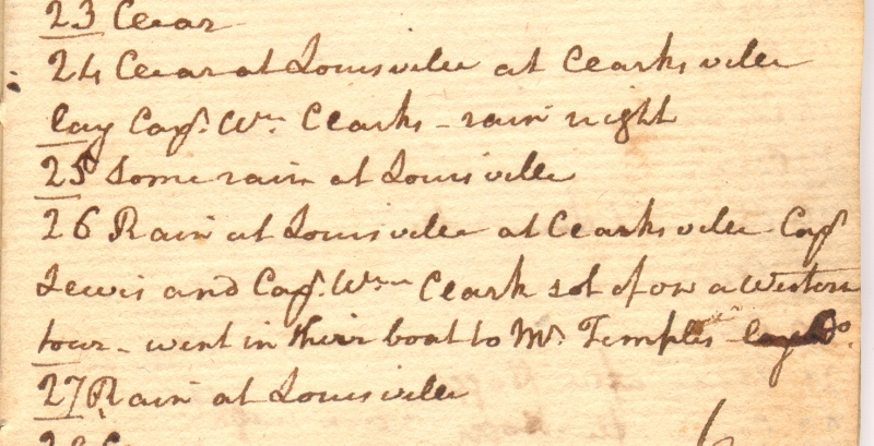 William Clark’s brother Jonathan recorded the October 26, 1803 departure of the captains and the nucleus of the Corps of Discovery from the Falls of the Ohio in his diary. Photo: The Filson Historical Society