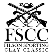 Logo for the Filson Sporting Clay Classic (FSCC) featuring two crossed rifles above a shield. The design conveys a classic and rugged outdoor theme.